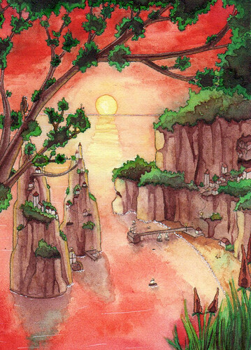 Kakao 309 - Felsendorf bei Sonnenuntergang