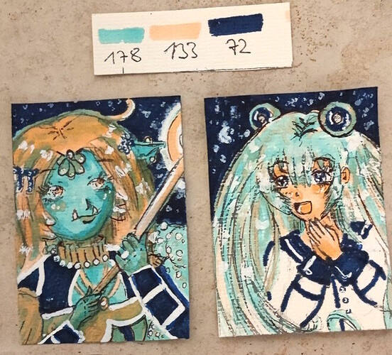 Farbroulette - cyan, dunkelviolett, hellrosa