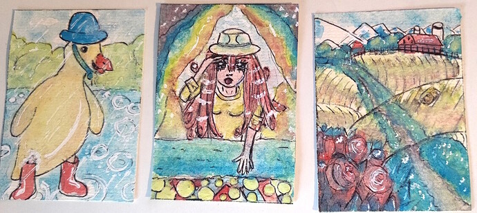 scharlachrot, ultramarineblau, hellgelb Varianten