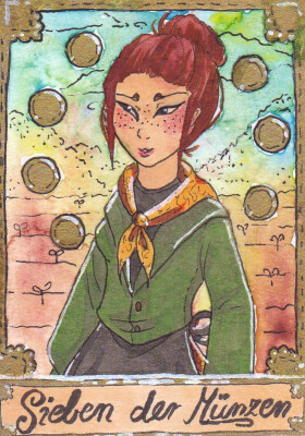 Kakao-Karte 49 (Sieben der Münzen)